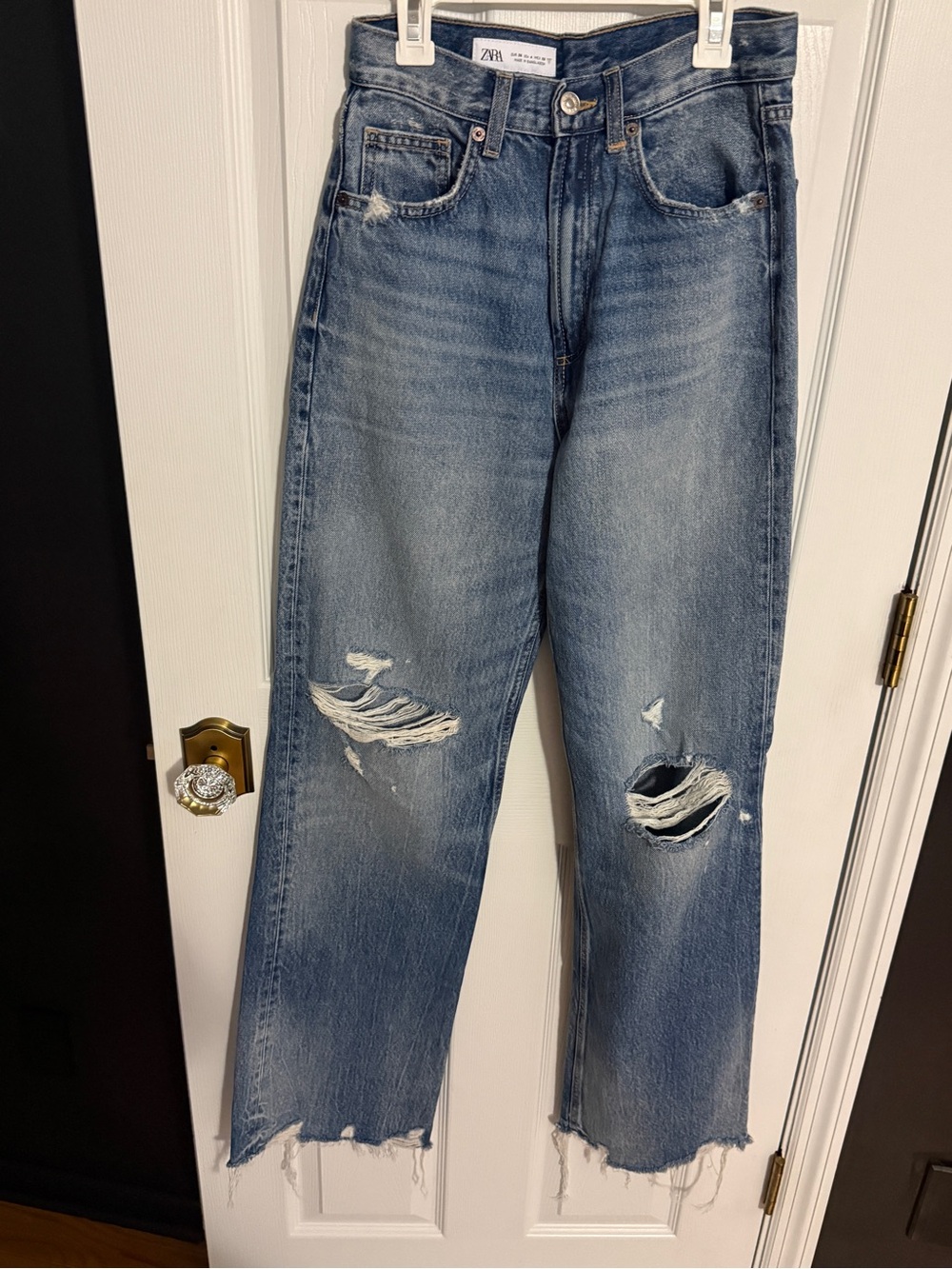Zara Distressed Blue Denim Jeans